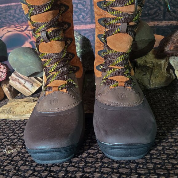 Merrell Tall 14" Waterproof Boots Womens sz 10 suede Lined Zipper very good + - Picture 6 of 16